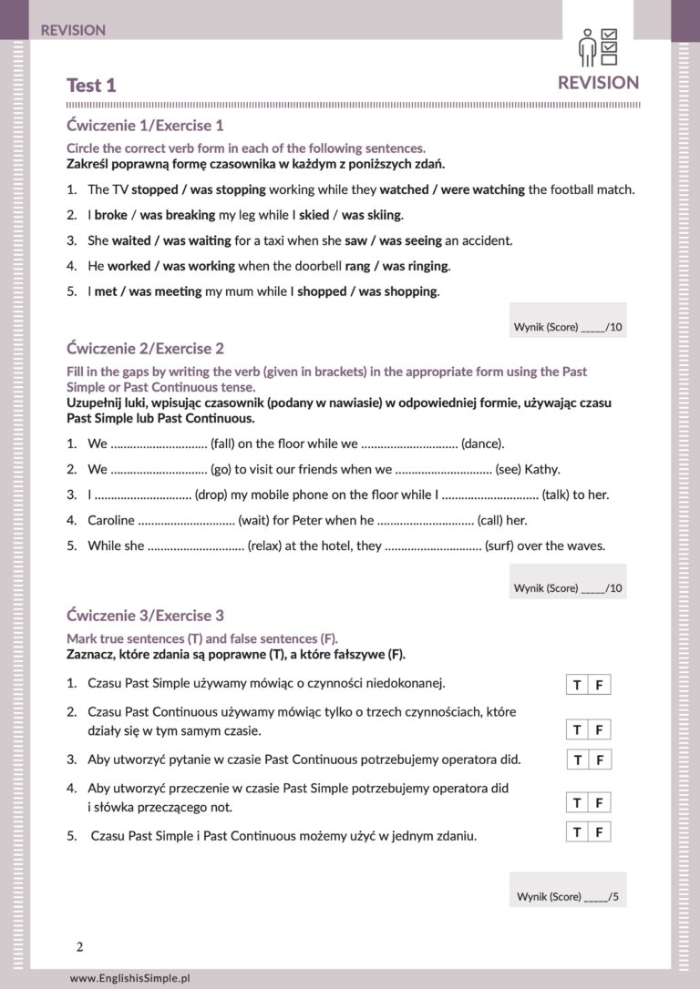 Testy Język Angielski Klasa 6 Ćwiczenia sprawdzające wiedzę z II semestru dla klasy 6 SP - PDF